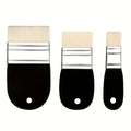 3-Piece Flat Paint Brush Set for Acrylic Watercolor Oil Varnish Art