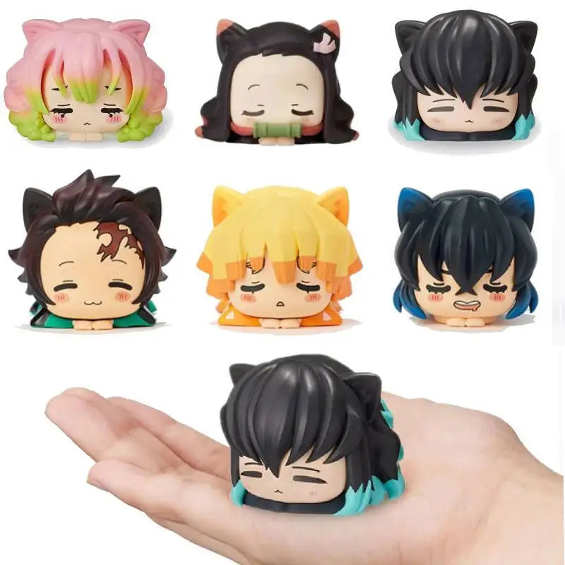 Anime Demon Slayer Mini Figure Set Nezuko Tanjirou Zenitsu Inosuke PVC Toys