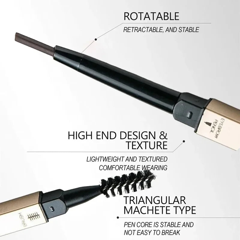 Waterproof Sweatproof Double Head Eyebrow Pencil with Brush - Natural Eye Makeup Tool