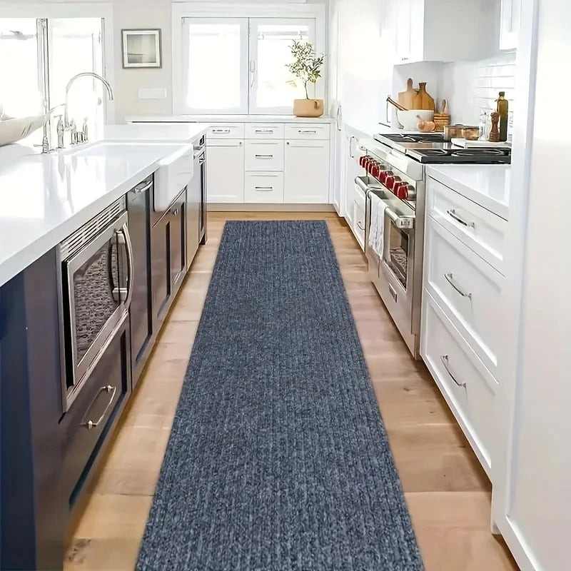Self-Adhesive Rug for Kitchen and Bedroom 50cm x 2m Solid Color Water-Resistant Carpet