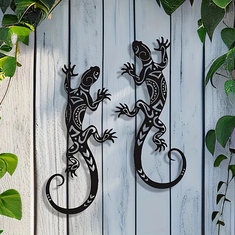 Iron Gecko Wall Decor - Garden & Home Wall Art for Indoor and Outdoor Spaces