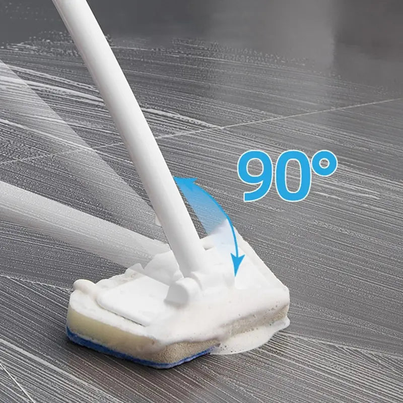 Multi-Functional Bathroom Wall Brush with Long Handle and Replaceable Sponge