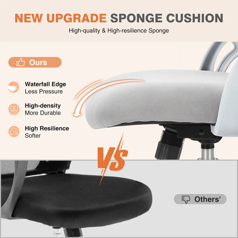 Ergonomic Mesh Office Chair with Adjustable Height & Swivel Wheels - Multiple Colors