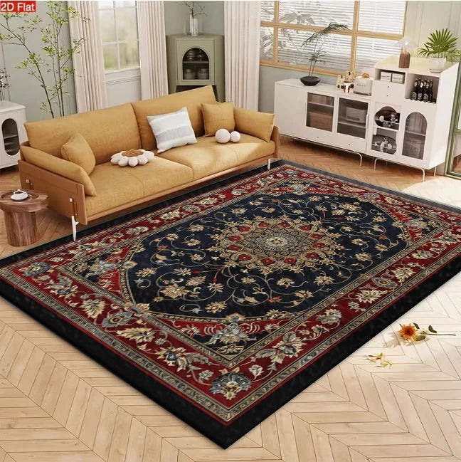 Traditional Oriental Medallion Area Rug - Classic Living Room Carpet, Multiple Sizes