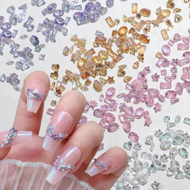 50Pcs Nail Art Charms Mini Zircon Sparkle Mix Shapes for Manicure & DIY Decoration