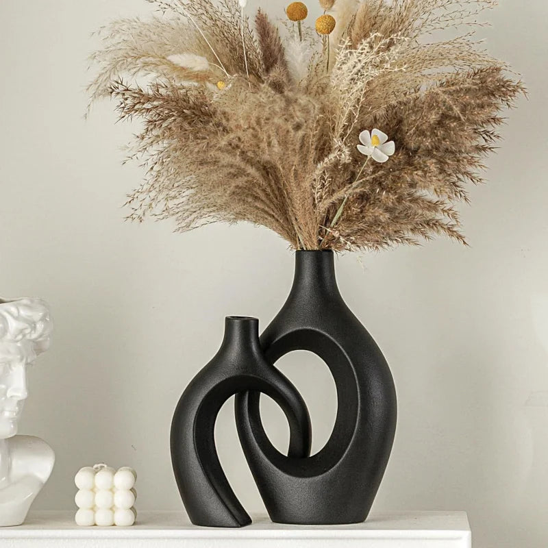 Imitation Ceramic Vase Set - Modern Minimalist Flower Display for Living Room Decor