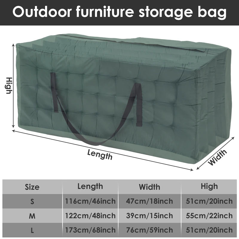 Large Capacity Waterproof Cushion Storage Bag - Outdoor Furniture Cover with UV Protection