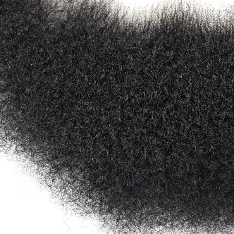 Black Afro Kinky Curly Fake Beard & Mustache for Men - Breathable Lace, Thick Facial Makeup