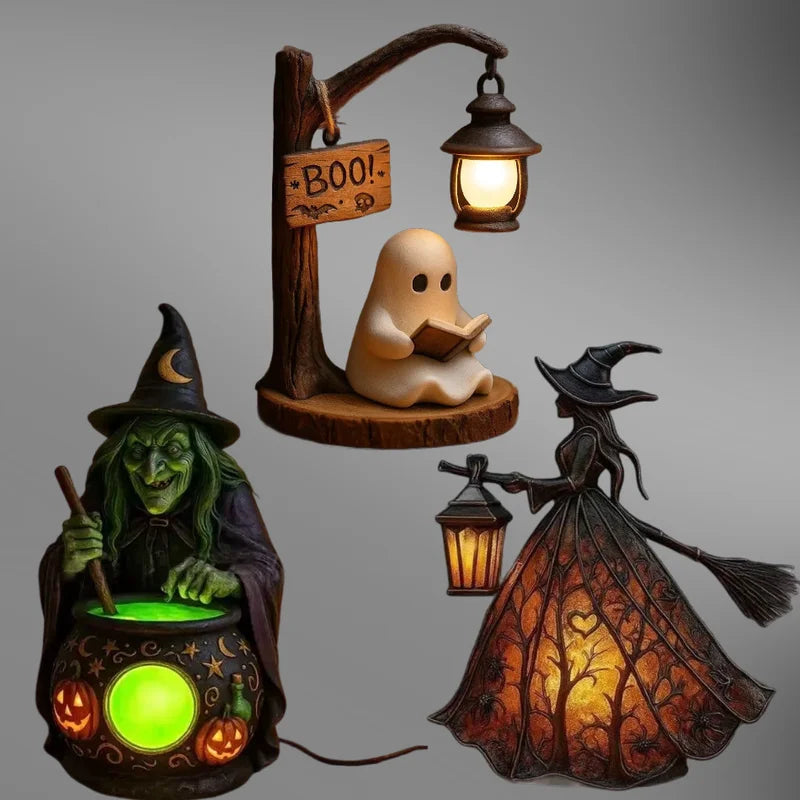 Halloween Witch Ghost 3D Lantern Lamp - Spooky Party Indoor Outdoor Decor