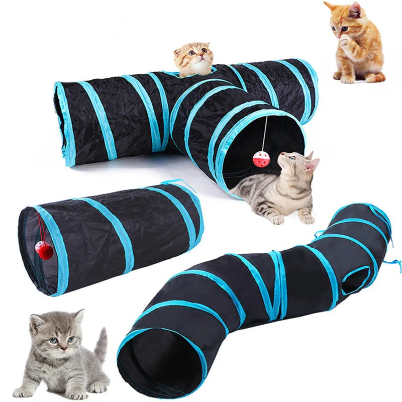 Foldable Cat Tunnel Play Toy - Breathable, Multi-Shape Indoor Pet Tunnel