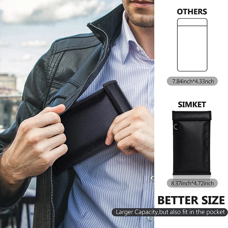 RFID Signal Blocking Faraday Bag for Phones and Cards - Shielding Pouch with Anti-Tracking Function