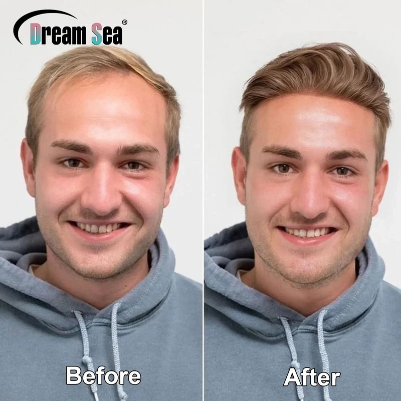 Men's Thin Skin PU Hair Toupee with V Style Frontal for Natural Look