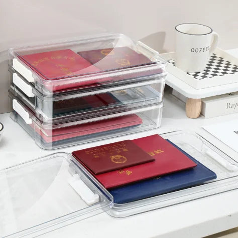 Acrylic A4 Desktop File Holder Organizer Dustproof Storage Box