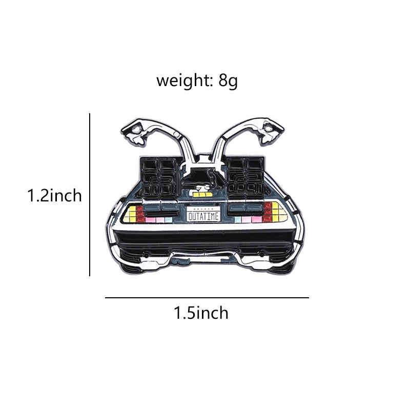 Back To Future Enamel Pin Time Machine Sci-Fi Movie Brooch Lapel Badge Jewelry Gift