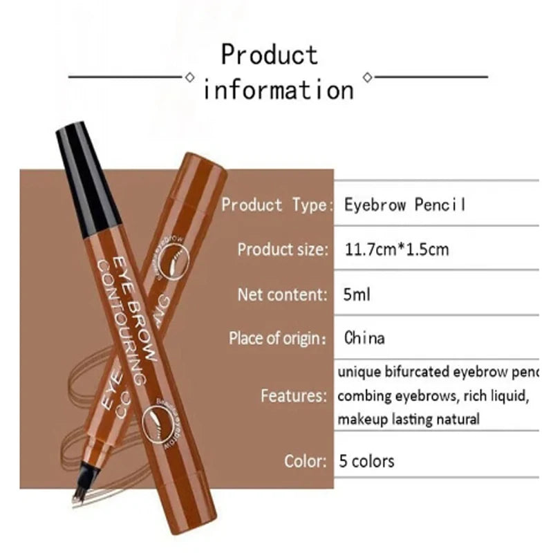 Waterproof Microblade Eyebrow Pencil - Long Lasting Liquid Makeup for Women