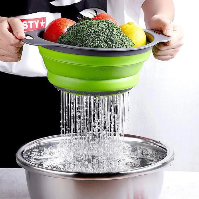Single-Piece Collapsible Silicone Strainer - Multi-Purpose Kitchen Colander
