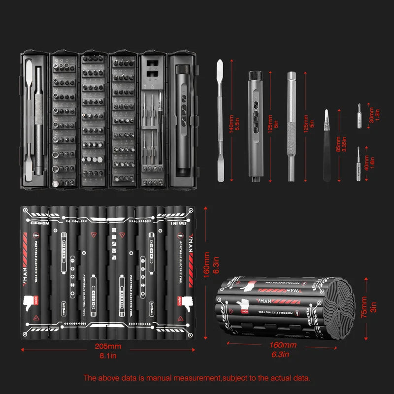 138-In-1 Electric & Manual Precision Screwdriver Set for Electronics & Repairs