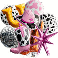 9pcs Cowgirl Hat and Boots Balloon Set Western Party Decorations
