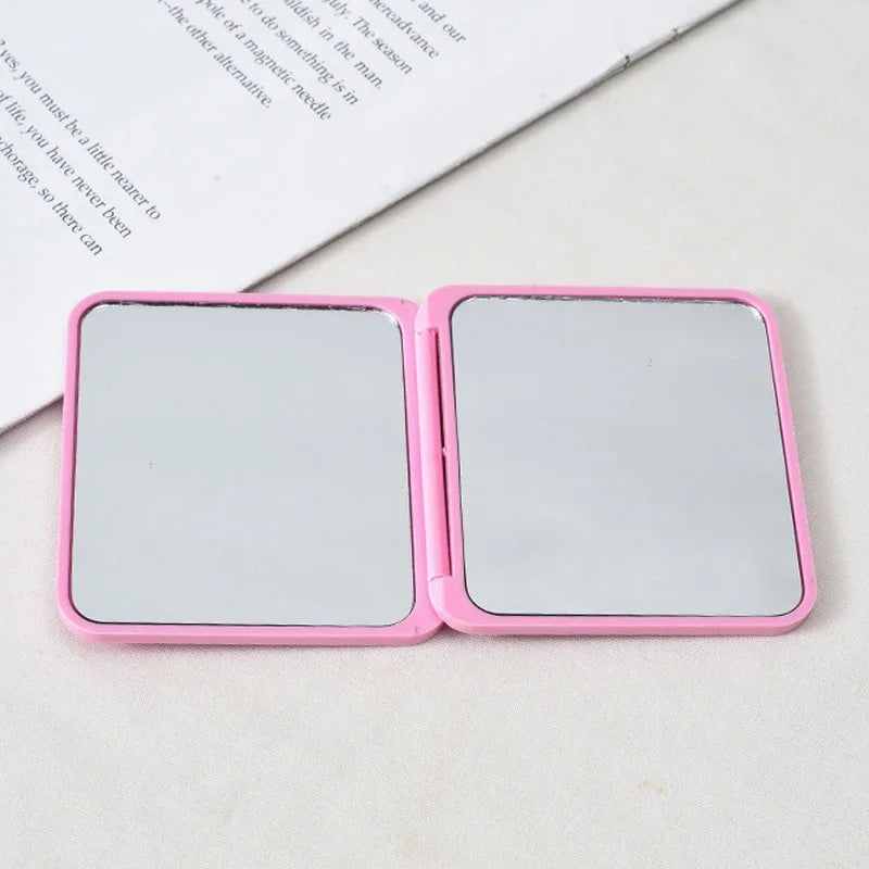 2-Face Portable Makeup Mirror Double-Sided Compact Hand Mirror for Girls
