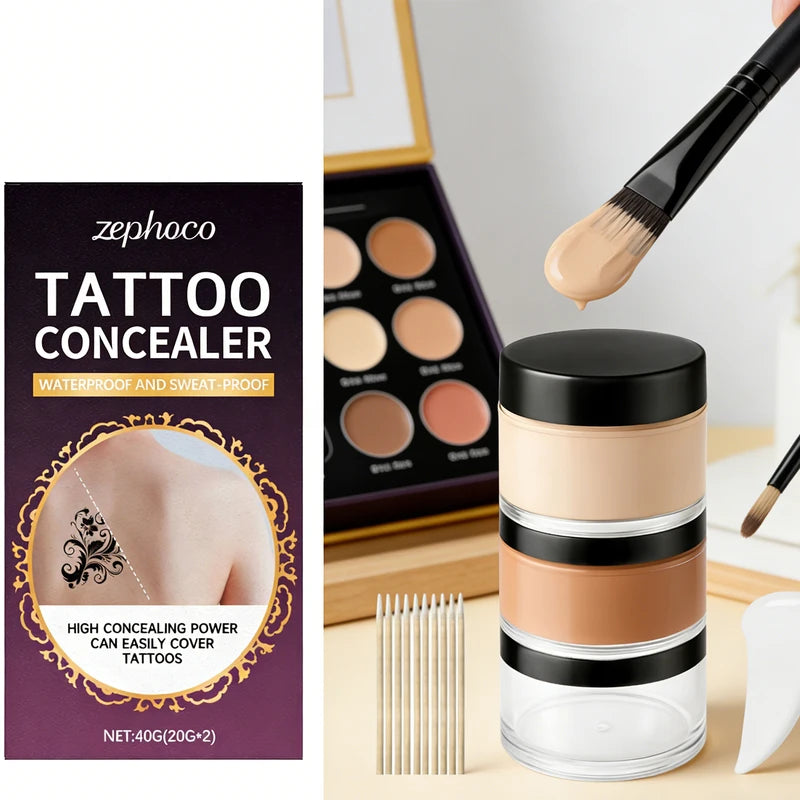High Coverage Body Concealer Set for Tattoos Scars & Blemishes Waterproof & Long Lasting