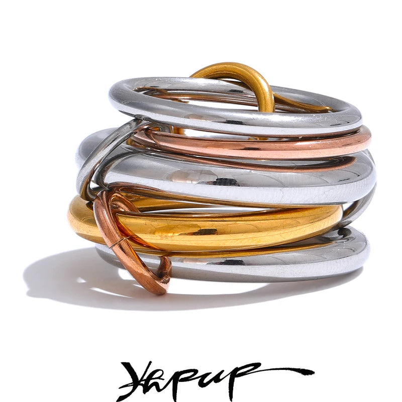 Stainless Steel Stackable Rings Set for Women – 3 Colors, PVD Gold Plated Jewelry