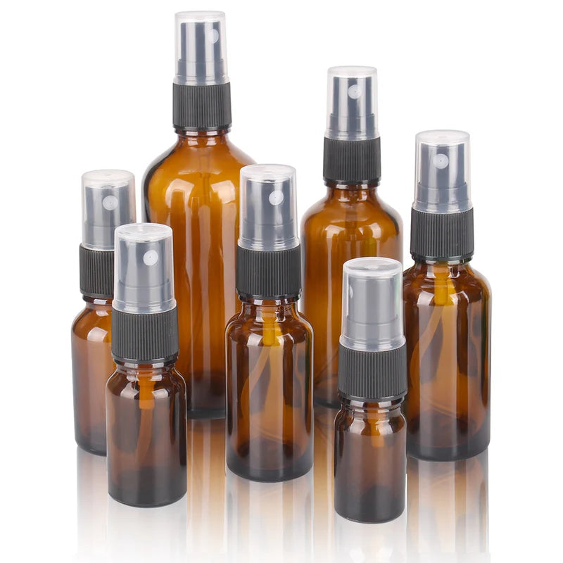 Refillable Amber Glass Spray Bottles Set for Perfume & Essential Oils