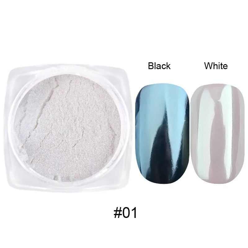 High-Gloss Aurora Chrome Nail Powder - Glitter Pigment for Nails