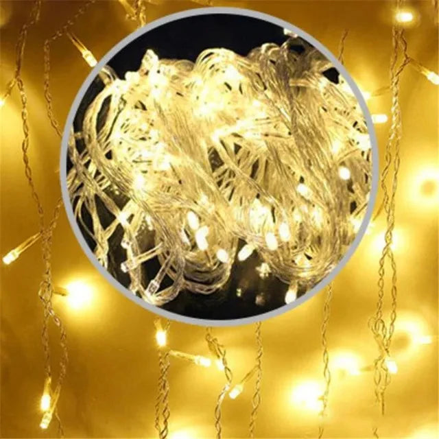 Outdoor Icicle LED String Lights 5m Drop Curtain Garden Xmas Decoration