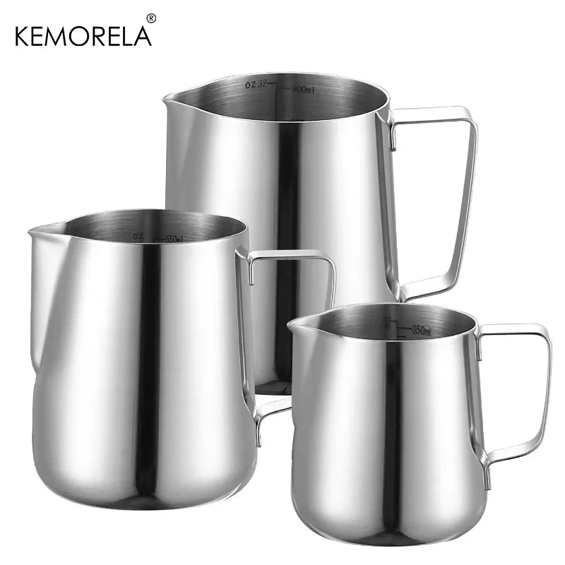 Stainless Steel Frothing Pitcher with Scale - 350/600/900ml Milk Steamer for Coffee & Latte