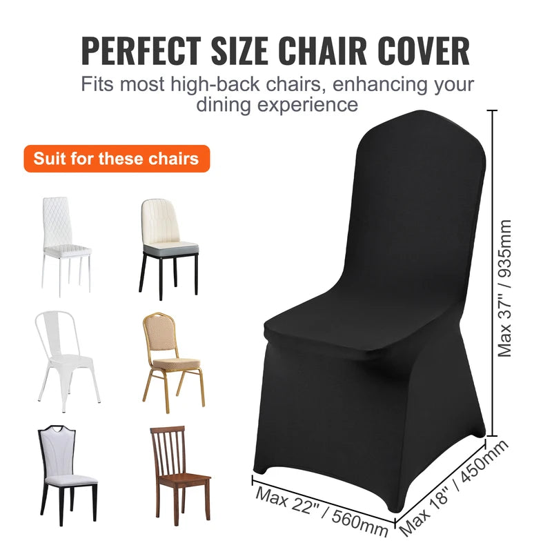 50-Pack Elastic Spandex Chair Covers for Weddings and Events - Washable & Fit Most Chairs