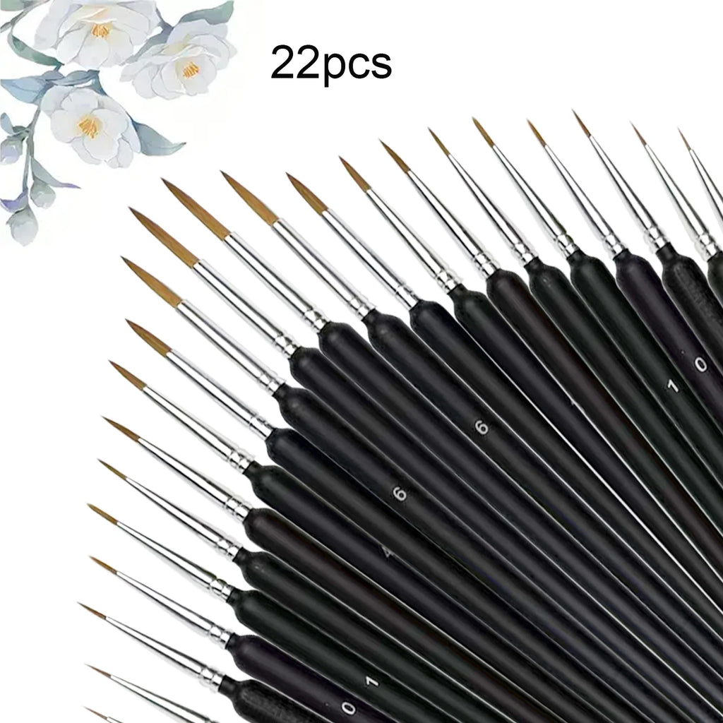 Miniature Paint Brush Set for Acrylic Watercolor Oil Painting - 11/22 Pcs