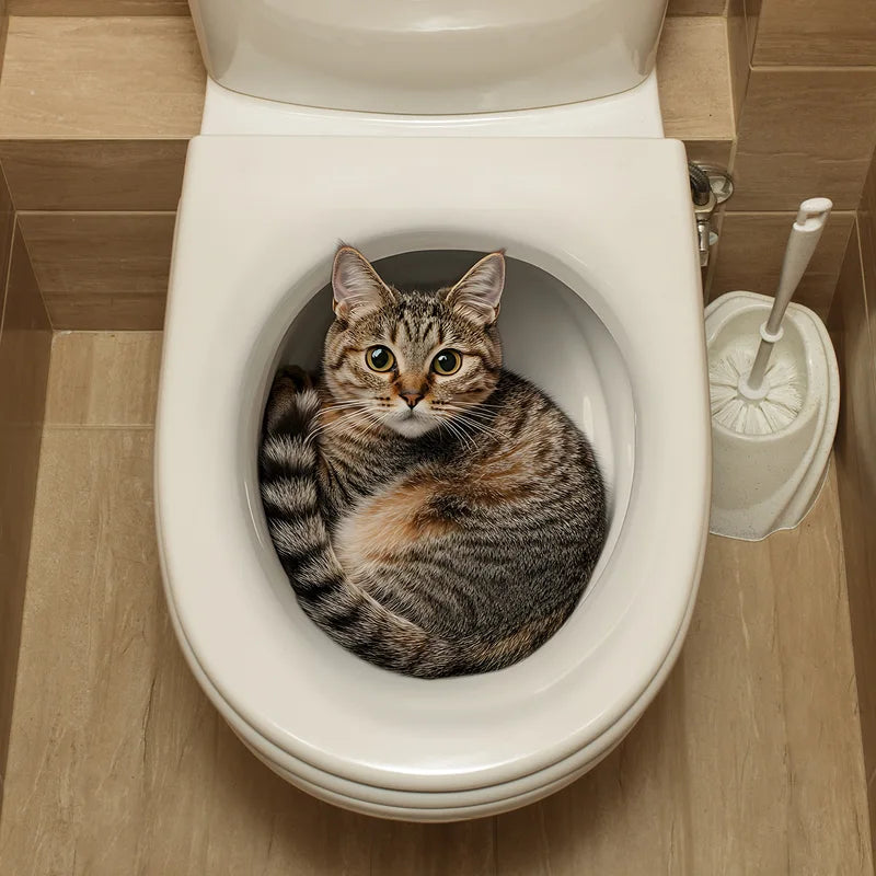 Funny Cat Toilet Sticker Wall Decal - Bathroom WC Accessories