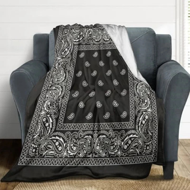 Soft Micro Plush Paisley Art Blanket - Warm Throw for Sofa & Living Room