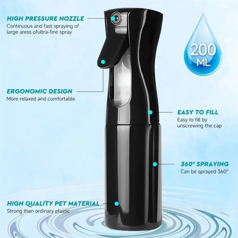 Refillable Hair Spray Bottle with Fine Mist for Hair Styling and Cleaning