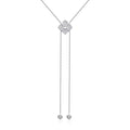 Sterling Silver Moissanite Flower Necklace with Long Chain Wedding Jewelry