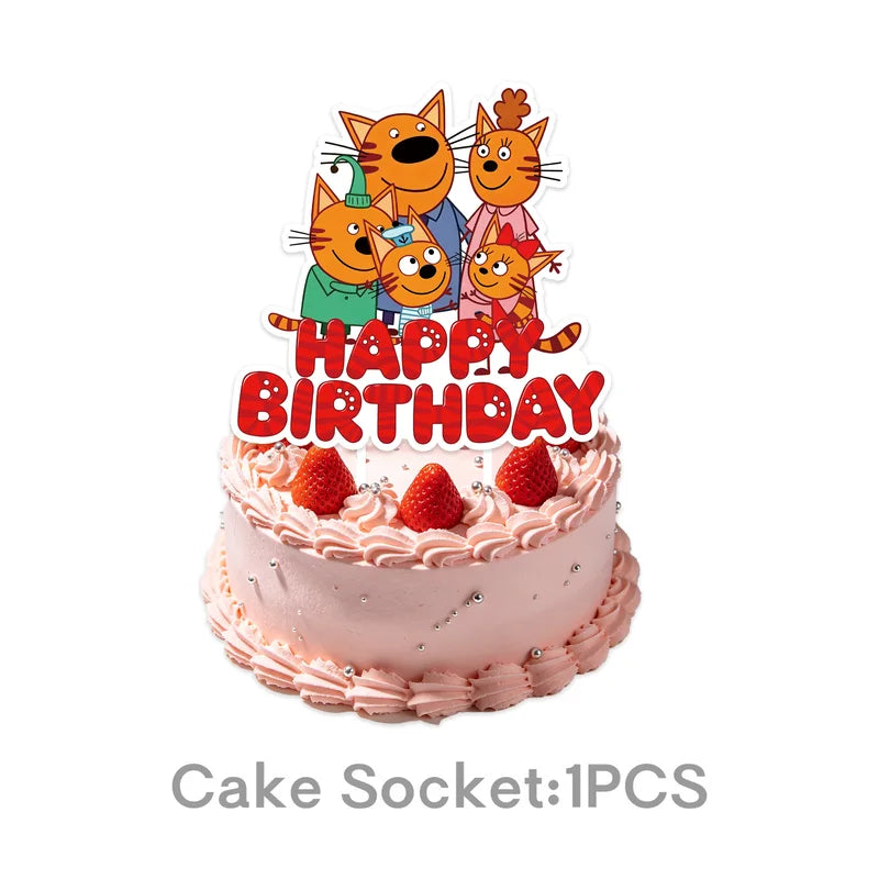 Little Kittens Party Tableware Set for Birthday Decorations - Plates Cups Napkins & Cake Decor