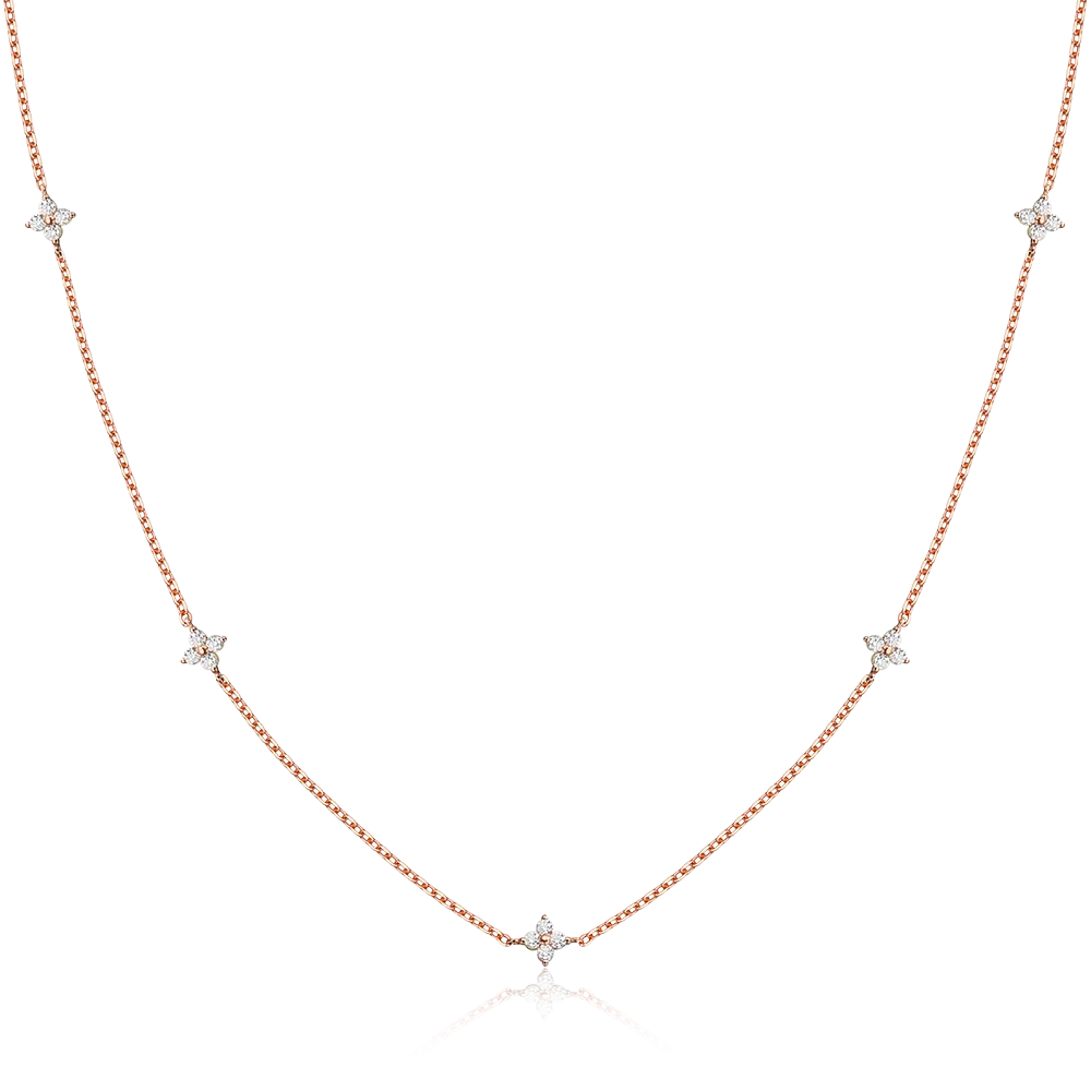Knobspin Four-Leaf Clover Moissanite Necklace 2mm Lab Created Sterling Silver Jewelry