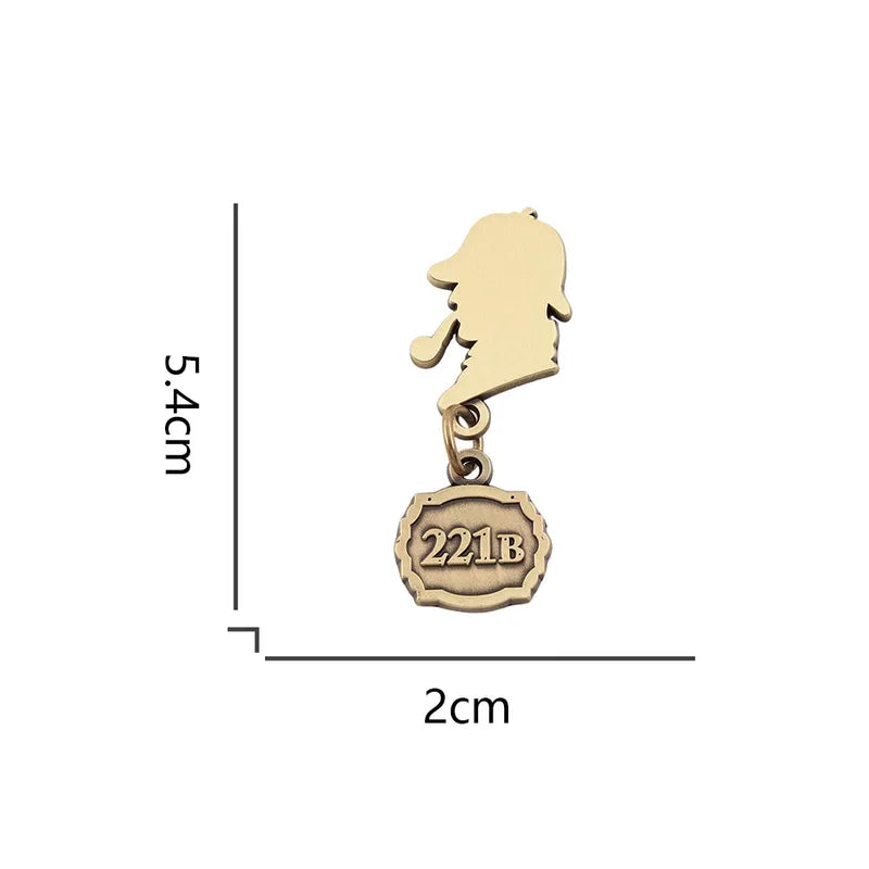 Detective Novel 221B Badge Brooch - Vintage Metal Literature Accessories Gift