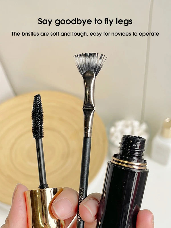 Folding Mascara Brush with Flat Head - Soft Hair Root Cleaner, Clear Lower Lash Tool
