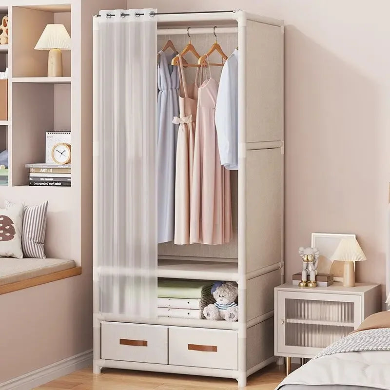 Large Capacity Collapsible Wardrobe Closet with Dust-Proof Storage Shelf