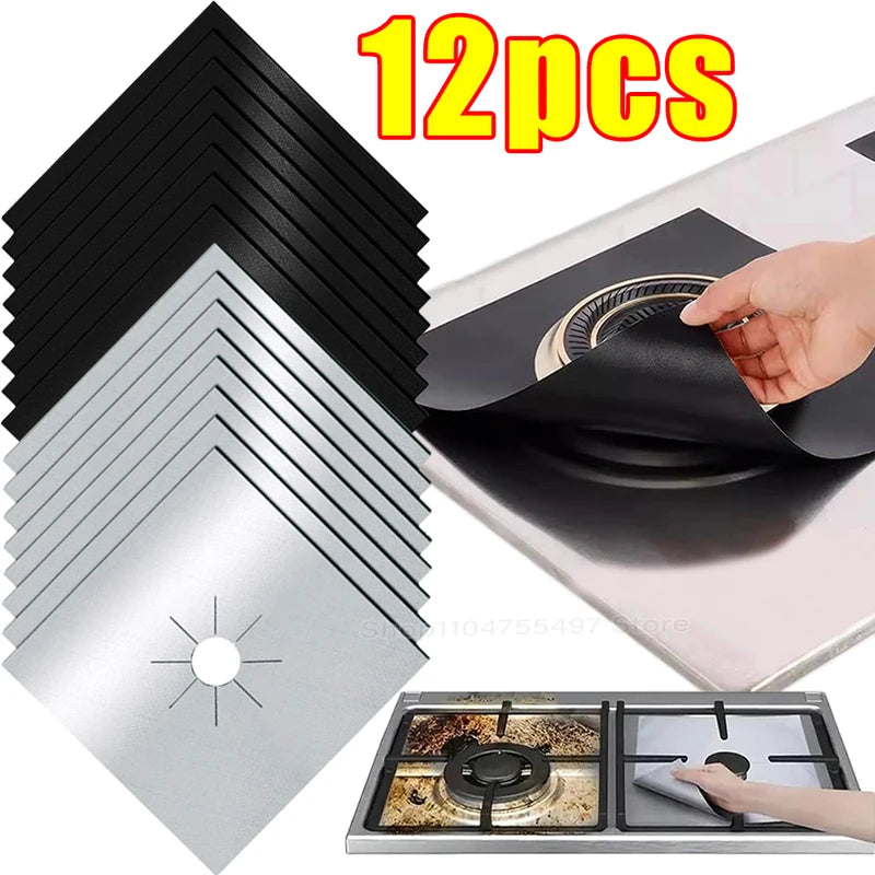 Gas Stove Burner Covers Square Heat-Resistant Oil-Proof Reusable Kitchen Protector Pads