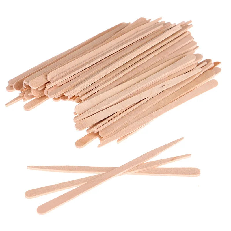 100PCS Wooden Body Hair Removal & Waxing Spatulas - Disposable Tongue Depressors
