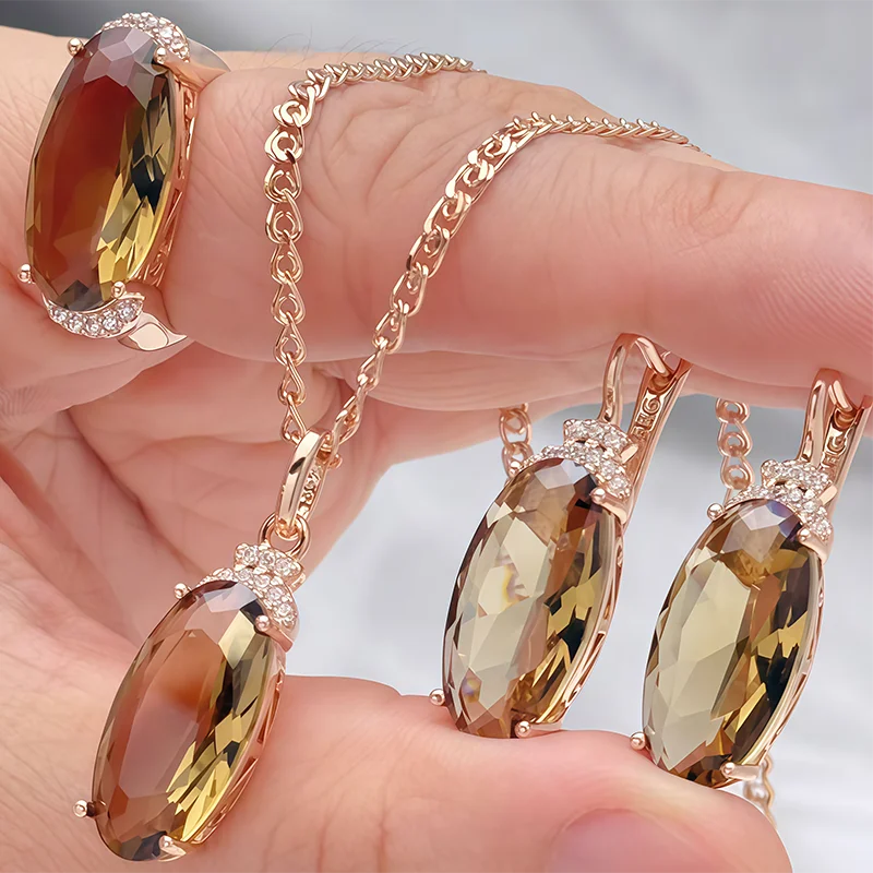 Elegant Drop Earrings for Women 30x10mm Zircon Jewelry with Rose Gold Finish