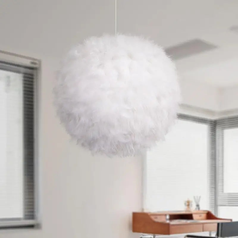 Modern Fluffy Feather Pendant Light E27 Hanging Lamp Fixture for Bedroom Living Room