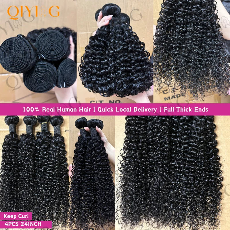 Kinky Curly Human Hair Bundles - Burmese Remy Natural Textures, 22-28 Inches