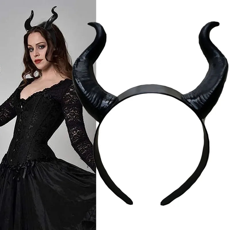 Women Black Witch Horns Headband Cosplay Devil Antelope Costume Accessory