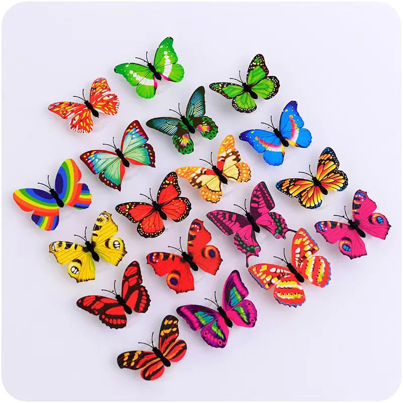3D Butterfly LED Night Light Decor for Garden Lawn Party - 10pcs