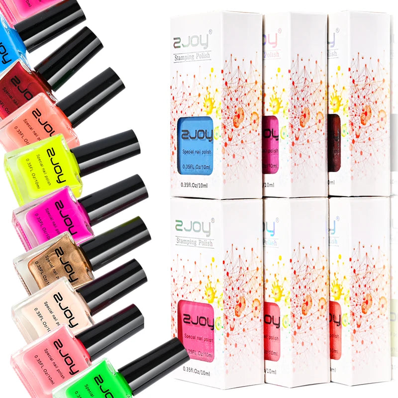 30 Colors Nail Stamping Polish Set - Quick-Dry, Bright Nail Art Lacquers
