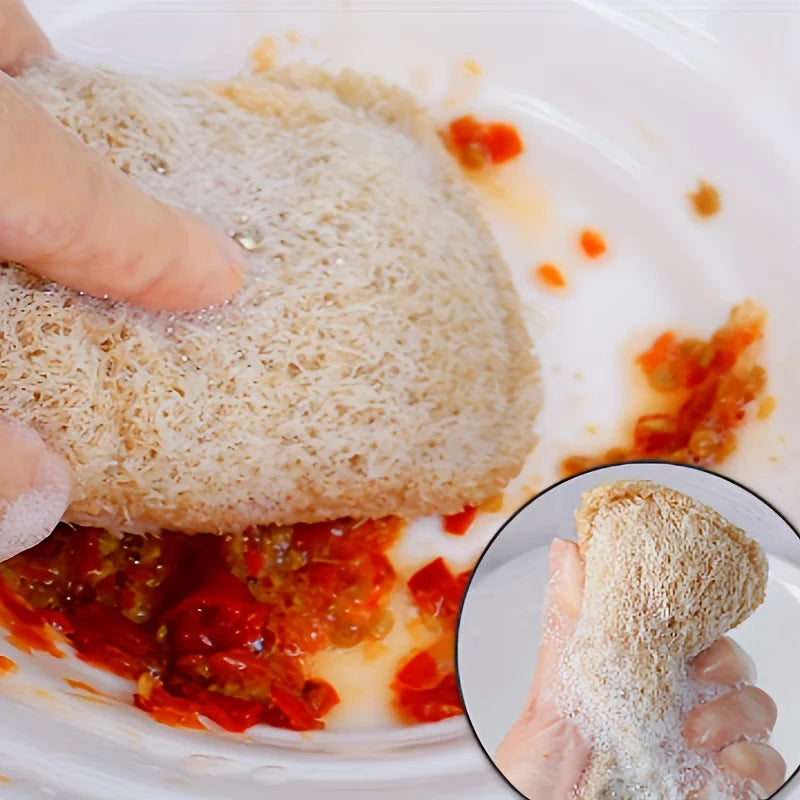 6PCS Dual-Layer Loofah Sponge Set for Exfoliating and Massage - Bath & Kitchen