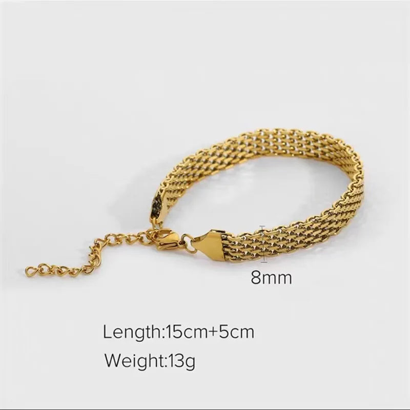 Stainless Steel Snake Chain Bracelet for Women Girls - Light Luxury Non-Fading Wrist Jewelry